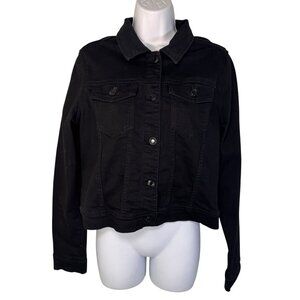 Wax Jean Black Denim Jean Cropped Jacket Coat Punk Rock Emo Goth Alterantive L